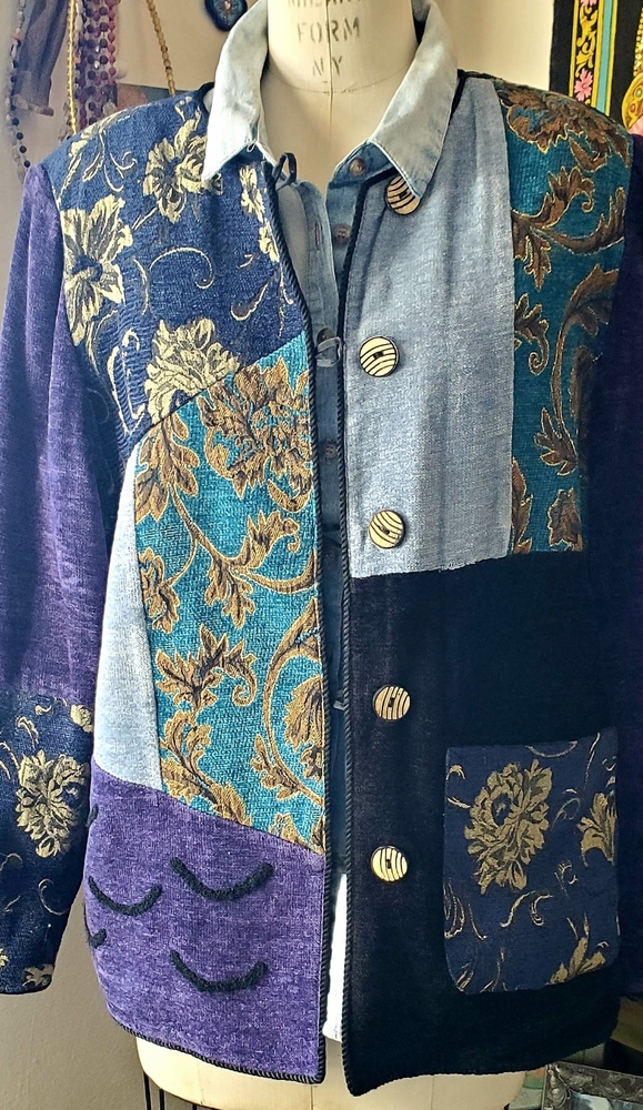 Indigo Moon Collarless Boho Jacket - image 1